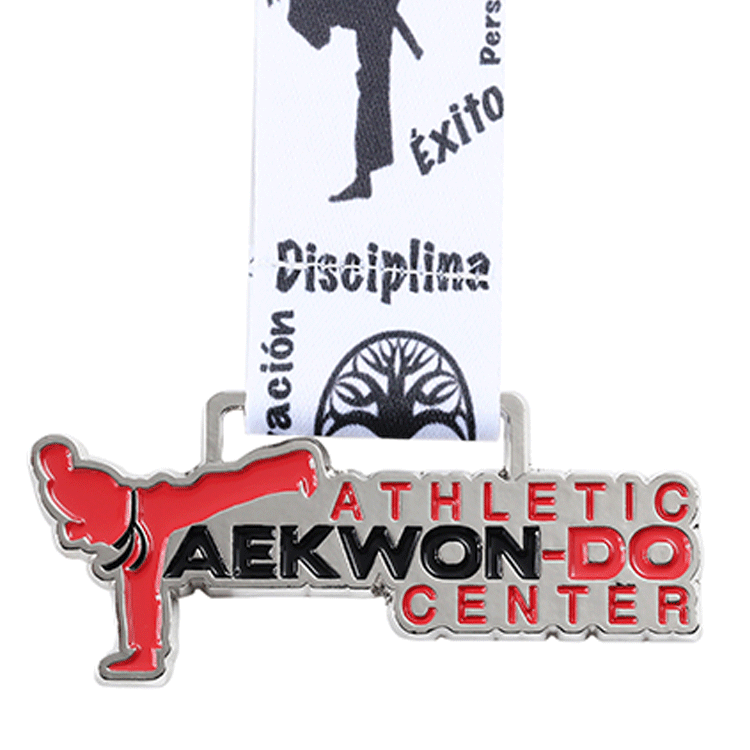 custom silver taekwondo medal