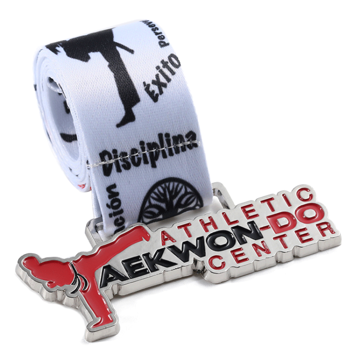custom silver taekwondo medal