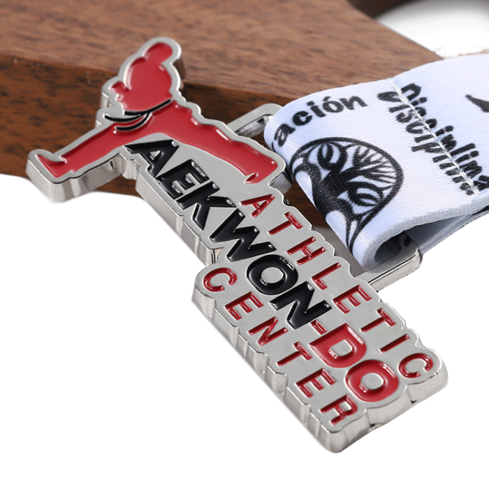 custom silver taekwondo medal
