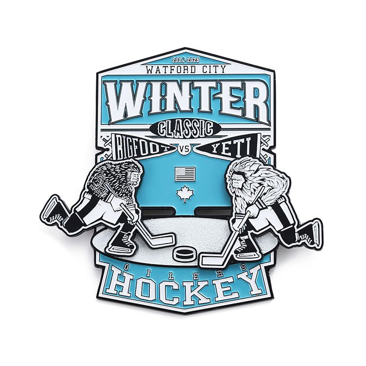 Sliding Enamel Hockey Pin