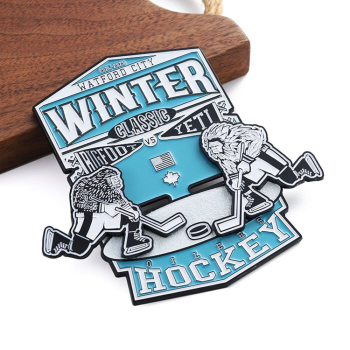 Sliding Enamel Hockey Pin
