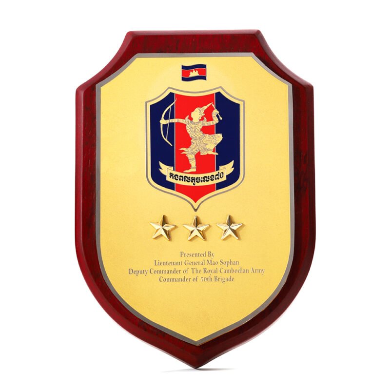wooden shiled plaque